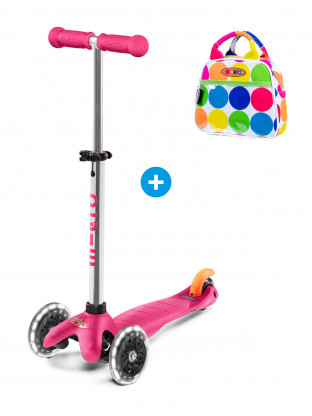 Trottinette 3 roues Mini Micro Plus LED rose