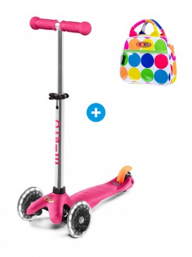 Trottinette 3 roues Mini Micro Plus LED rose