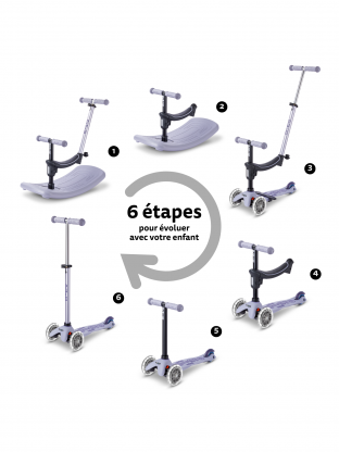 Trottinette évolutive Mini Micro Rock & Go Lavande LED