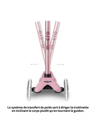 Trottinette évolutive Mini Micro Rock & Go Rose Poudré LED