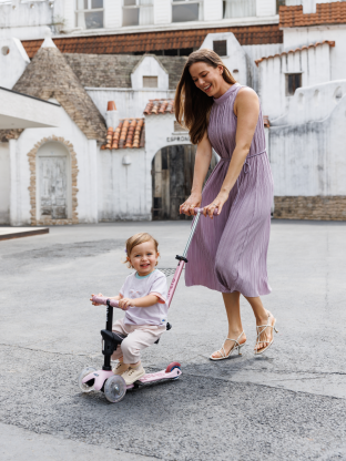 Trottinette évolutive Mini Micro Rock & Go Rose Poudré LED